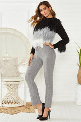 Cable Knit Wool Slim Fit Stretch Knit Pants
