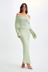 Off Shoulder One Shoulder Knit Sweater Dress