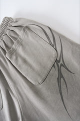 Letter Print Tie Wide Leg Casual Sweat Pants