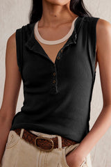 Ribbed Button Sleeveless Bodycon Tank Top