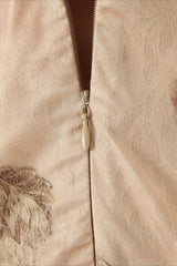 Gold Floral Print Satin Maxi Mermaid Prom Dress