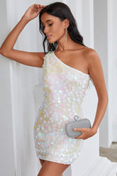 Large Sequin Bodycon Mini Party Dress S / Pink