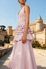 Elegant Vintage Sleeveless Swing Tiered Prom Dress