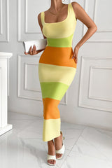 Backless Strap Tie-Dye Slim Sweater Dress