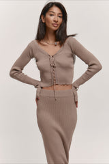 V-Neck Knit Crop Top Sweater Dress