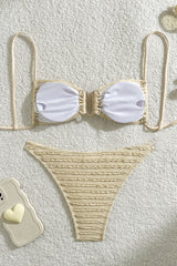 Backless Drawstring Tie Two Piece Bikini Set