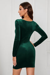 Velvet Solid Bodycon Slim Waist Sexy Mini Dress
