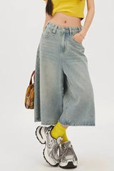 Vintage Cropped Wide High Waist Relaxed Jeans