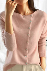 Elegant Button Knit Cardigan Pink / S