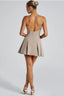 Solid Color Wide Hem Sleeveless Cocktail Dress S / Ivory