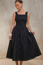 Embroidered Sleeveless Midi Dress