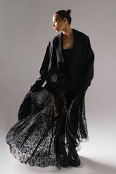 High Waist Black Sexy Lace Sheer Skirt