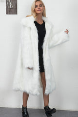 Faux Fur Longline Plus Size Coat White / S coats