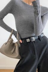 Fine Gauge Wool Ripple Stitch Knit Top