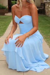 Chic Strapless Layered Elegant Prom Dress