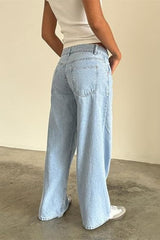 Vintage Low Rise Washed Straight Jeans