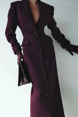 Notched Collar Single Breasted Slim Overcoat