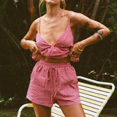 Fairy Plaid Crop Shorts Two Piece Set