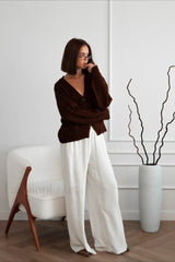 Fashionable Loose Fit V Neck Knit Sweater