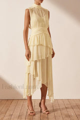 Faye Sleeveless Stylish Ruched Midi Dress