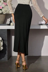 Rose Metal Buckle Ruched Bodycon Skirt