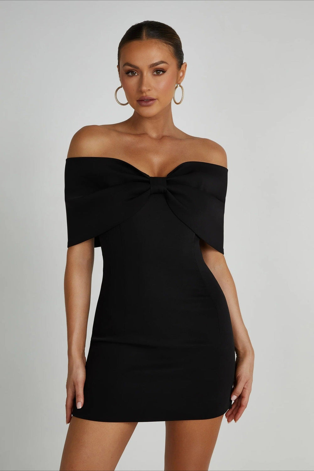Off-the-shoulder Bodycon Cocktail Dress S / Black