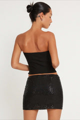 Irregular Sequin Slim Mini Skirt