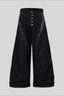 Studded Faux Leather Patchwork Wide Leg Pants