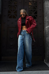 Washed Low Waist Straight Leg Jeans