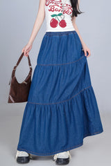 Plus Size Elastic Waist Flowy Tiered Skirt