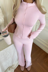 Sporty Solid Color Crewneck T-Shirt Straight Pants Set