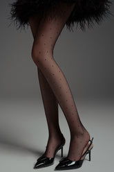 Snag Resist Sheer Black Polka Dot Tights