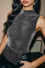Rhinestone Sleeveless Bodycon Tank Top