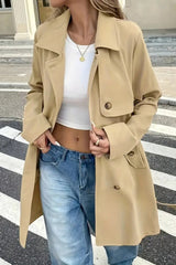 Casual Waist Tie Single Breasted Overcoat