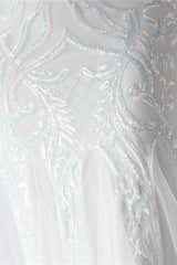 Beaded Mesh Cocktail Maxi Dress