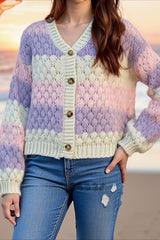 Color Block V-Neck Loose Sweater