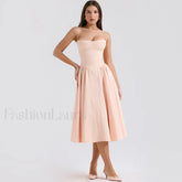 Fit Flare Spaghetti Midi Dress pink / XS