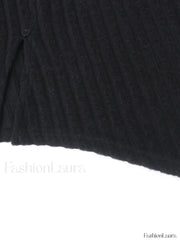Flare Cuff Graceful Ribbed Knit Top Shirts