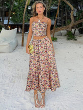 Floral Backless Long Skirt Two Piece Set Color / S