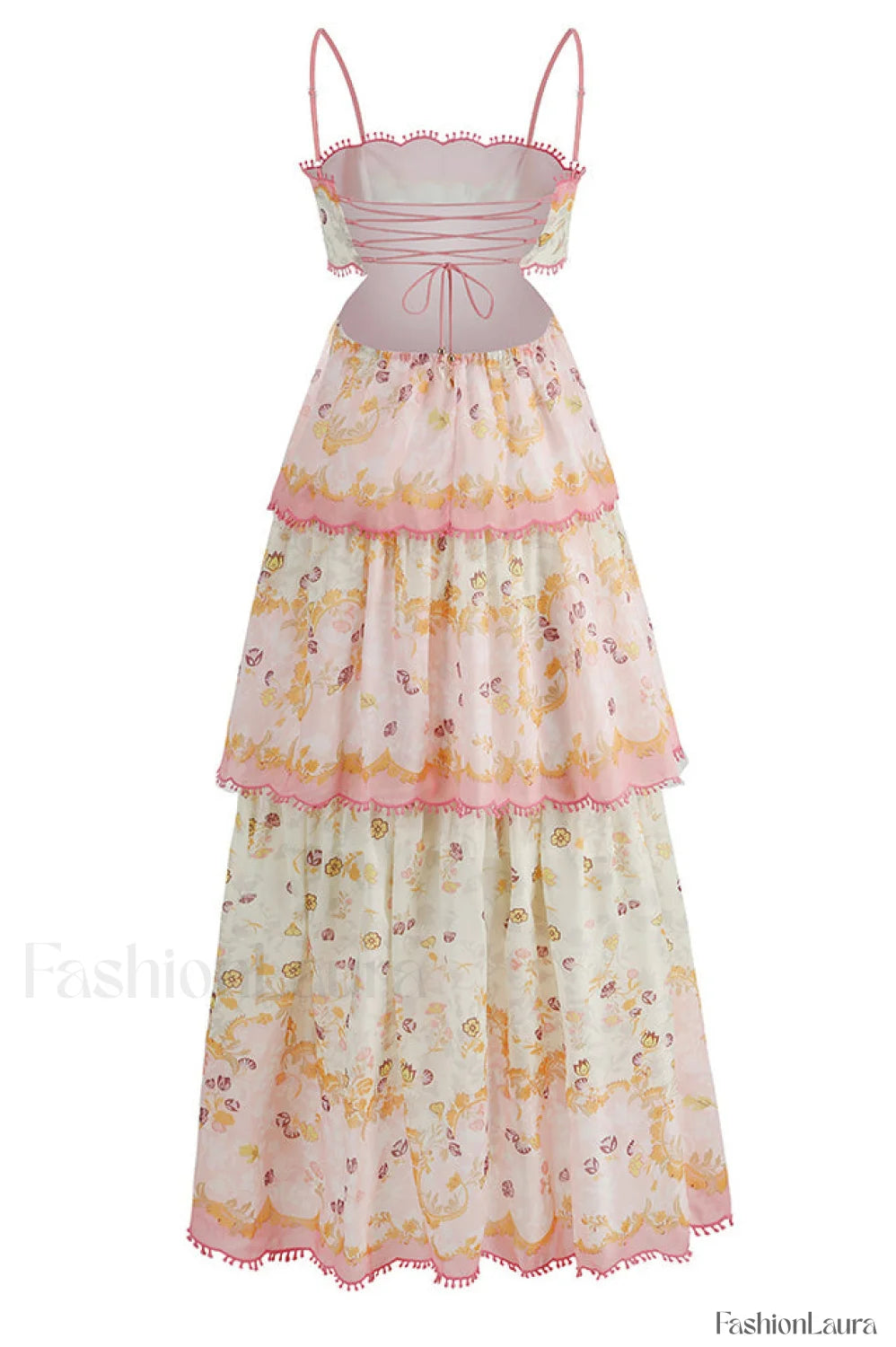 Floral Cami Tiered Charming Ruffle Hem Dress