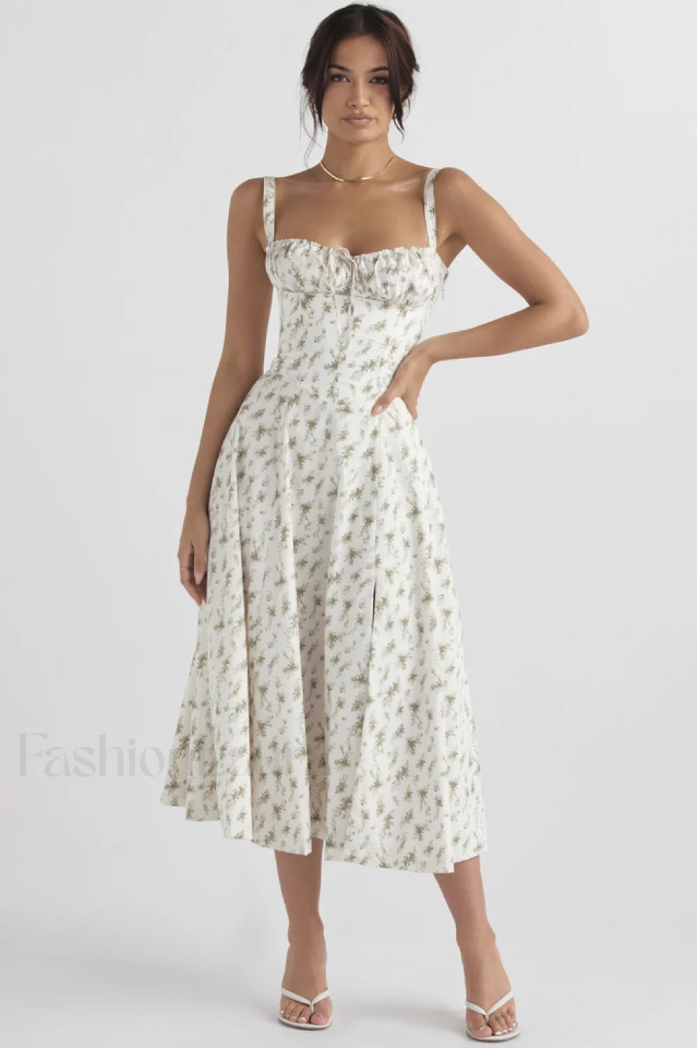 Floral Elegant Print Sundress XS / Green Print