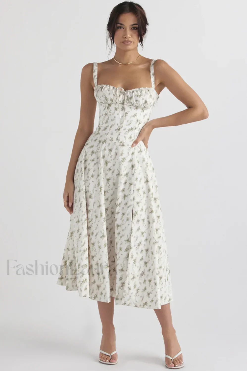 Floral Elegant Print Sundress XS / Green Print