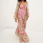 Floral Embroidery Mesh Beach Cover Up