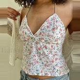 Floral Eyelet Cottage Crop Top PINK / S