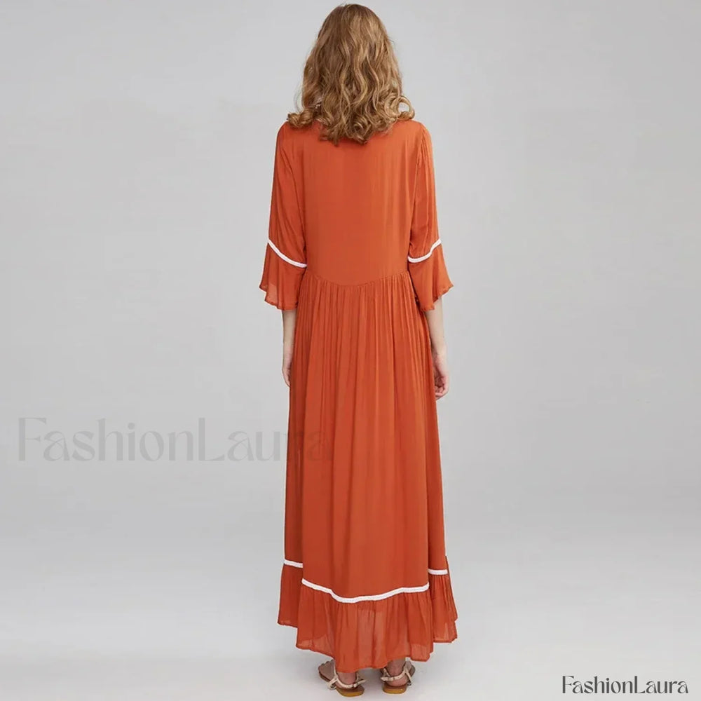 Floral Flare Sleeve Boho Dress