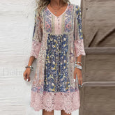 Floral Hooded A Line Boho Dress