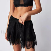 Floral Lace Patchwork Mini Skirt Black / S