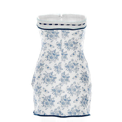 Floral Lace Trim Tie Front Strapless Mini Dress Blue Strapless Dresses