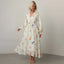 Floral Lantern Sleeve Boho Dress White / S