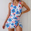 Floral Print Push Up Closed One Piece white / S